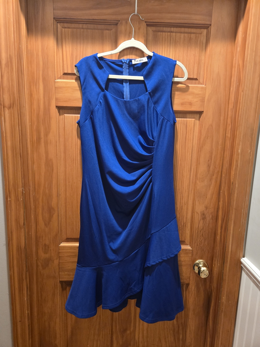 Grace Karin  Royal Blue Sleeveless Asymmetrical Ruffle Dress XL